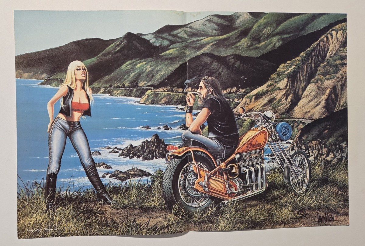 DAVID MANN EASYRIDERS CENTERFOLD PRINT ART/AD - 1978 - INDIAN