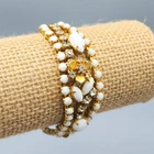 Vintage Juliana D & E White Milk Glass AB Rhinestone Floral Accent Bracelet 7.5"