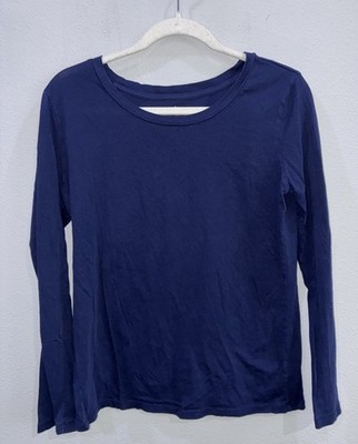 Gap The Essential Crew Neck T-Shirt Blue Long Sleeve 100% Cotton Size M #5817