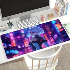 40 90cmCyberpunk Anime-Themed Mouse Pad Desk Mat - Non-Slip Rubber Base, Washa
