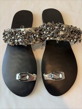 Show Fashion Flat Sandals With Rhinestones