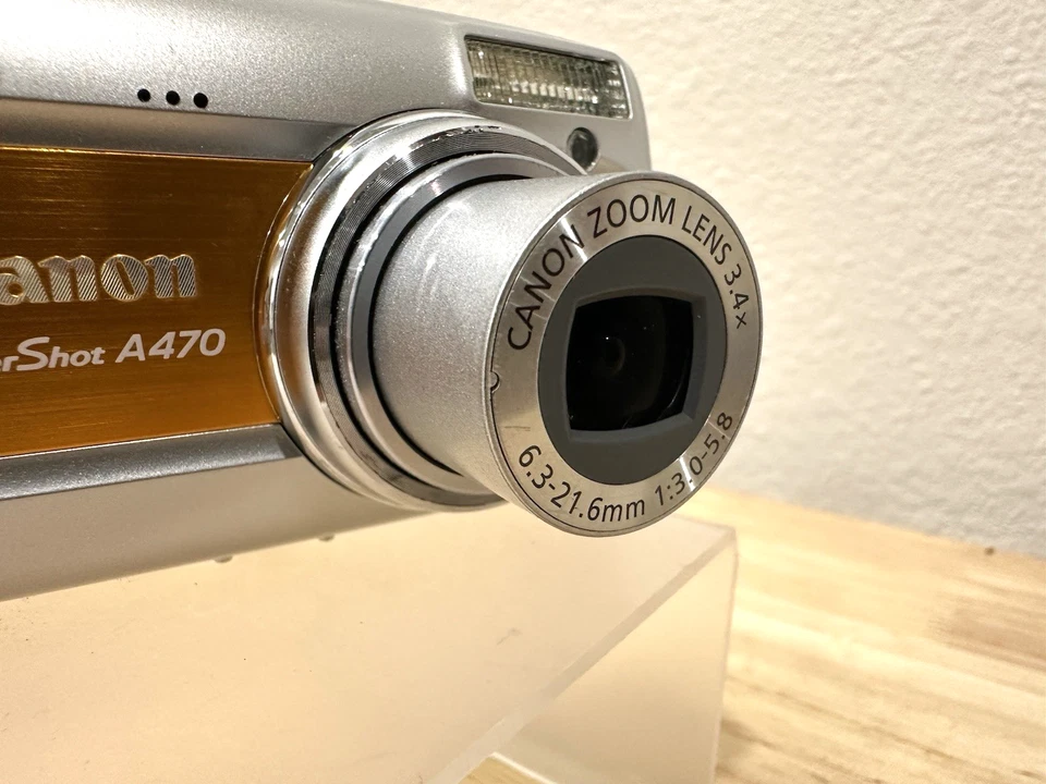 Cámara digital Canon PowerShot A470 7,1 MP - naranja tarjeta de 8 GB probada como nueva Foto 3 de 4
