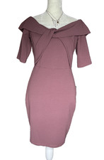 Symphony Off Shoulder Bodycon Dress Women’s Size M Mauve Knee Length NEW