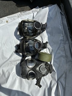 Militaria Lot of 3 Military Surplus Gas Masks msa m45 and msa millenium