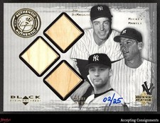 2000 Black Diamond Auth Derek Jeter Mickey Mantle Joe DiMaggio GAME-USED BAT /25