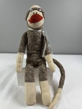 Vintage Sock Monkey Handmade Plush Doll Toy Stuffed Animal Granny Cottage Core