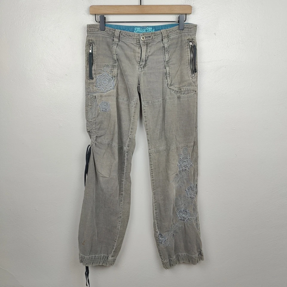 Pantalones De Colección Y2K Miss Me Pana Rave Para Mujer Pequeños Taupe Carga Utilidad De Colección Foto 2 de 4
