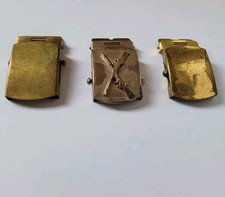 Vintage Lot of 3 US Military Style Solid Brass Buckle Slide For 1 Web Belt
