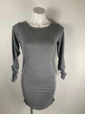 Ann Taylor Gray Ruche Gathered T-Shirt Dress Small