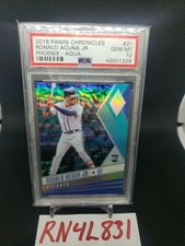 2018 Panini Phoenix Ronald Acuna Jr Aqua Rookie Card SP /299 Braves PSA 10 RC