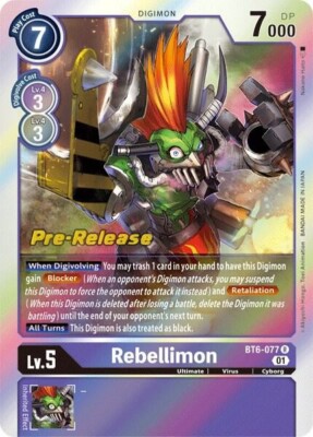 Rebellimon Pre-Release Foil - BT6-077 NM - Digimon TCG