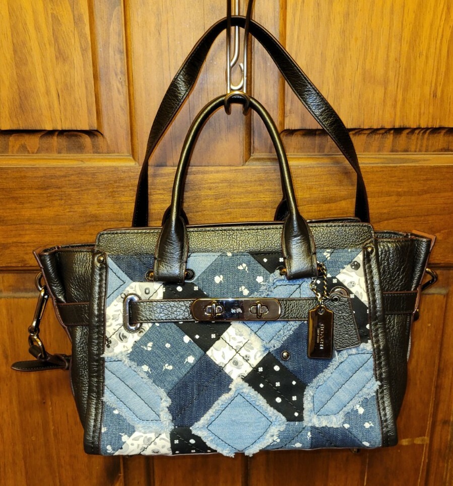 COACH SWAGGER PATCHWORK CARRYALL MULTI-COLOR SATC… - image 1