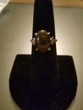 US SELLER BROWN TIGER EYE SIMULATED Stone Gemstone oval 4 prong SIZE 6.5 Ring