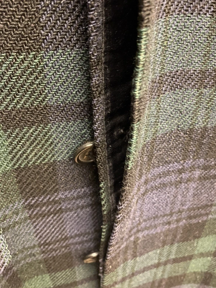 Abrigo de invierno a cuadros escoceses de lana verde/azul Ralph Lauren talla 12 para dama Foto 4 de 4