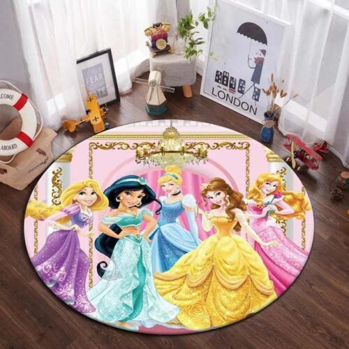 Alfombra de piso redonda para niños 3D Disney Princess niños niñas dormitorio alfombra silla alfombra - Imagen 12 de 13