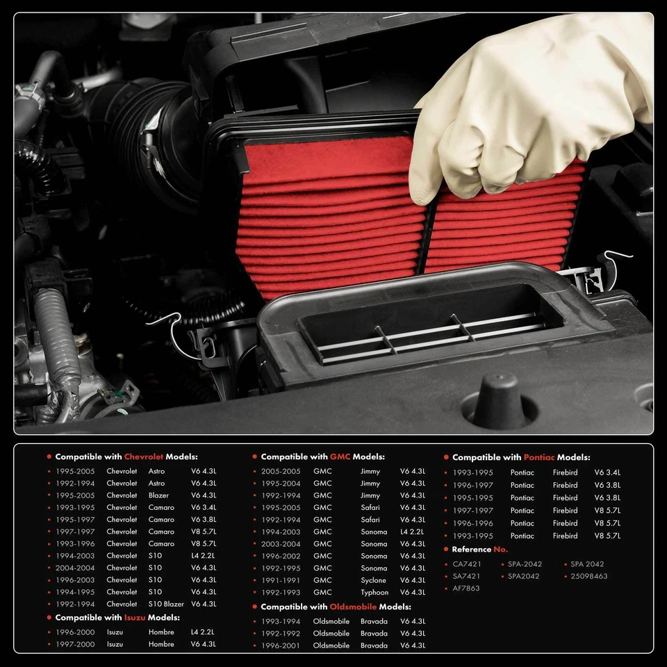 Filtro de aire del motor de alto rendimiento para Chevrolet Camaro GMC Jimmy Isuzu Pontiac Foto 2 de 4