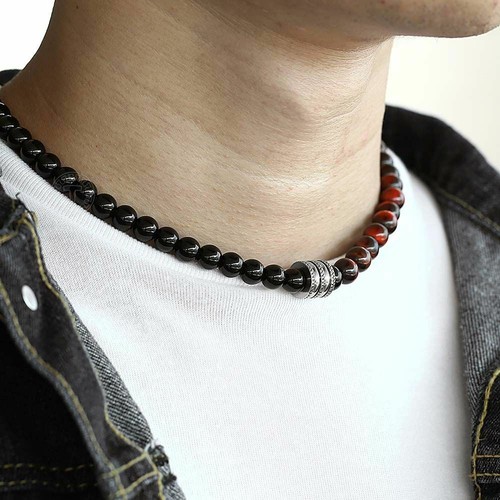 Stainless Steel Mens Bead Necklace 