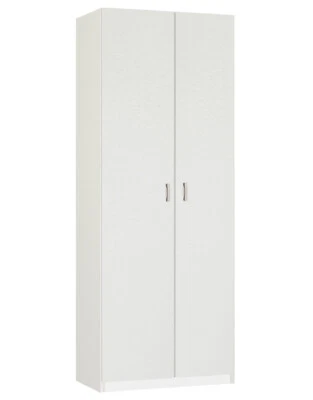 Armario Auxiliar Multiusos escobero o despensa de 2 puertas 3 estantes en Blanco - Imagen 1 de 3