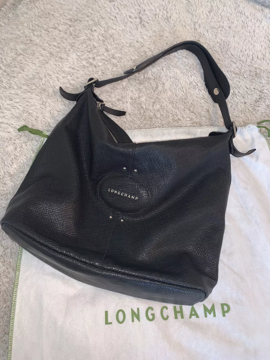 Longchamp, Bags, Longchamp Womens Black Quadri Leather Hobo Bag