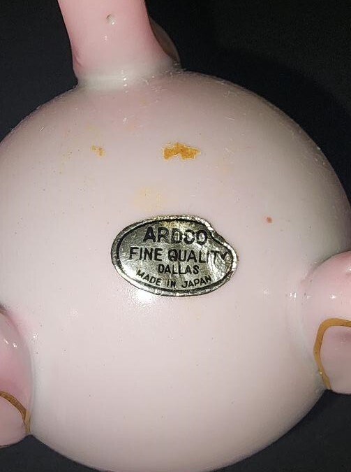 Vintage Hand Painted Gold Trim Porcelain Pink Rose Collectible Egg Footed Vase