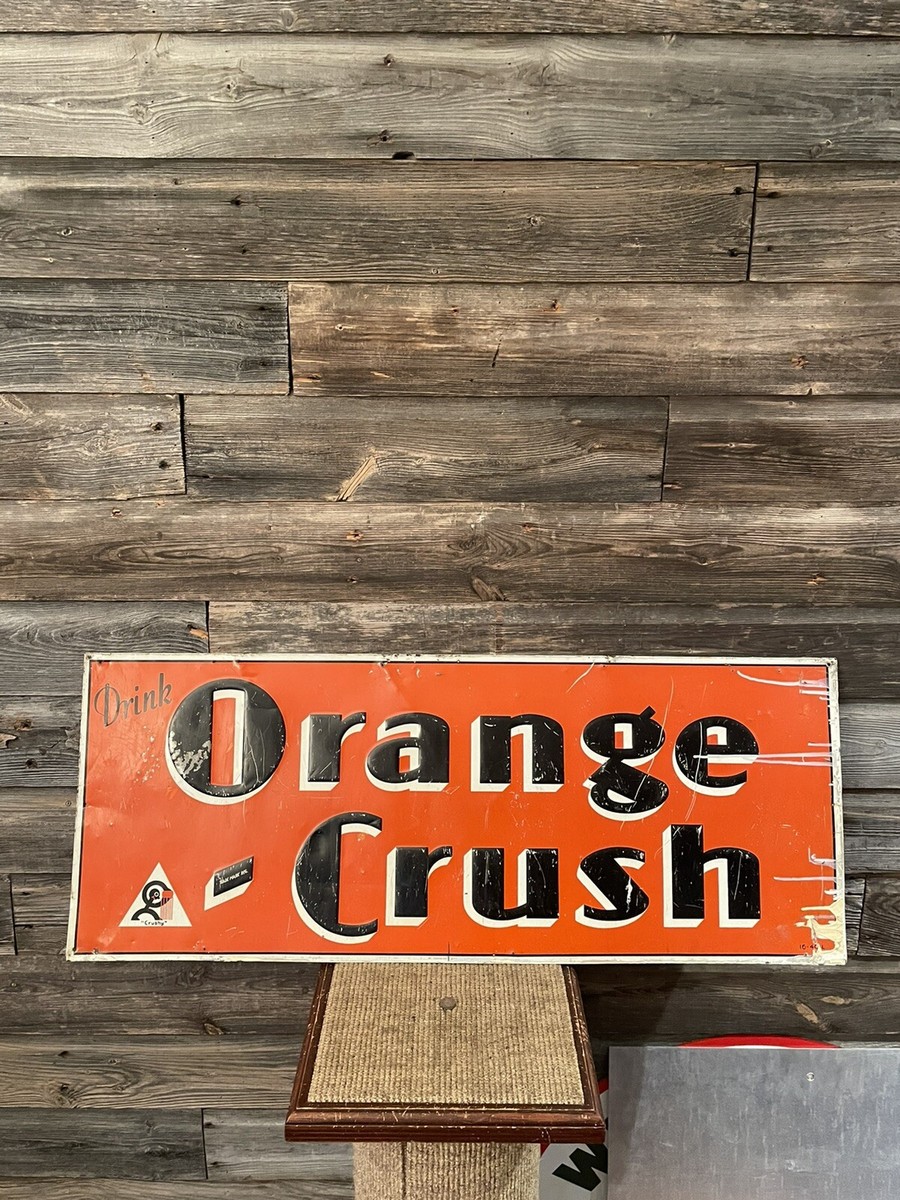 Vintage Orange Crush Sign Embossed Tin St.Thomas Metal Signs