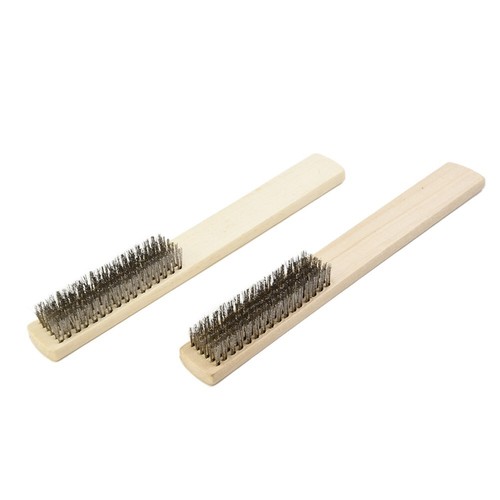 2Pcs Large Stainless Steel Wood Handle Wire Brush Set Cleaning Detailing Tool US - Picture 7 of 24