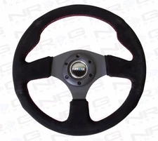 NRG ST-012S Steering Wheel 320mm Race / Sport Black Suede Red Stitches