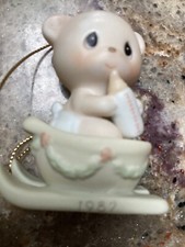 Precious Moments Ornament “Bear The Good News Of Christmas”. Dated 1987 on Front
