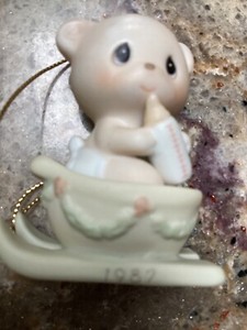 Precious Moments Ornament “Bear The Good News Of Christmas”. Dated 1987 on Front