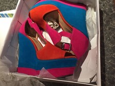 Ladies Size 5 Multi Coloured High Heeled Shoes, New 