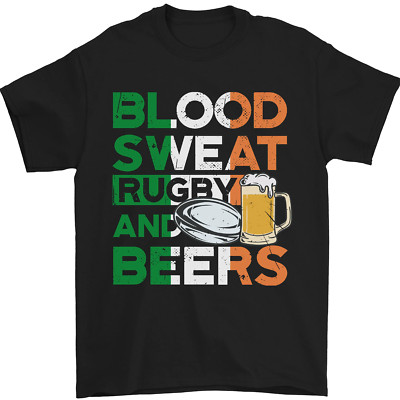 Blood Sweat Rugby And Beers Ireland Funny Herren Maglietta 100% Baumwolle
