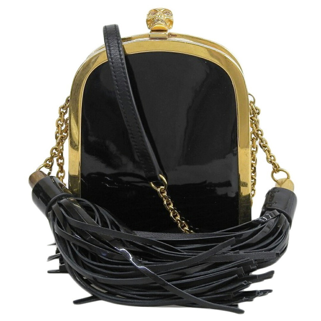 アクセサリー MacAdason Alexander McQueen Skull Tassel Box Clutch patent leather