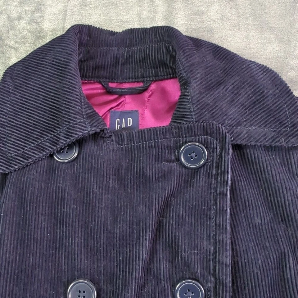 Chaqueta Blazer GAP Pana Doble Pecho Azul Talla S Abrigo Guisante Forrado Satinado Foto 3 de 4