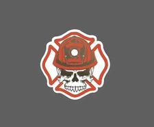 Firefighter Sticker Helmet Skull Waterpoof Work Job Bones Gift NEW