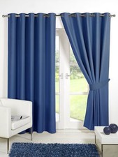 NEW Thermal Blackout Curtains Ready Made Eyelet Ring Top Curtain Pair + Tiebacks