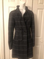 Sisley Italy Virgin Wool Blend Coat Women 40 Us Xs Or 2 Charcoal Gray Excellent 