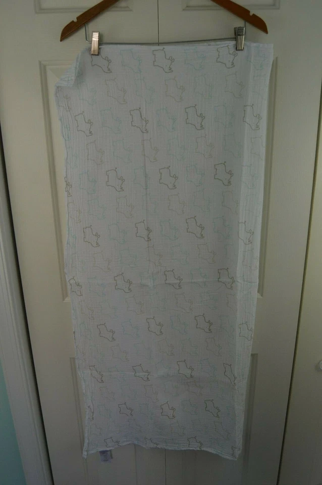 Детское одеяло Koala Baby Rhino Outline муслиновое пеленальное белое серое синее носорог - Изображение 2 из 4