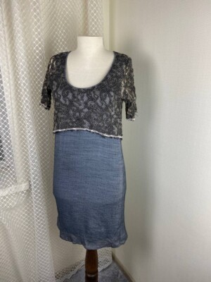 Marc Aurel Gray Blue Belted Dress 34