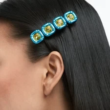 Swarovski Dulcis hair clip Cushion cut crystals Blue #5617239 New in Box $250