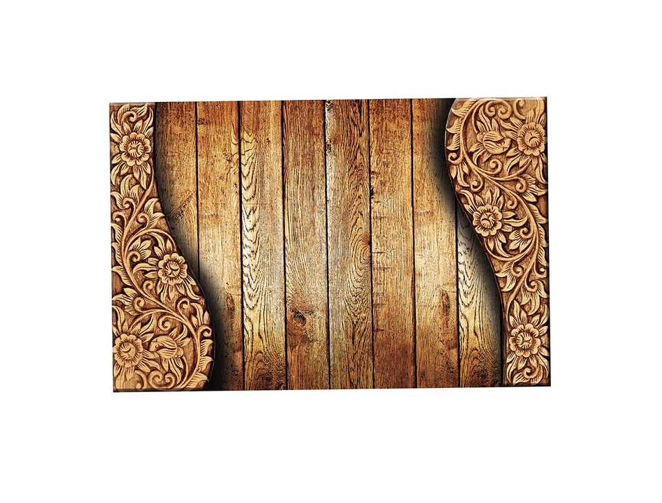 Wooden Print Dining Table Place Mats With Coaster pack Of 6 US - Image 2 of 3