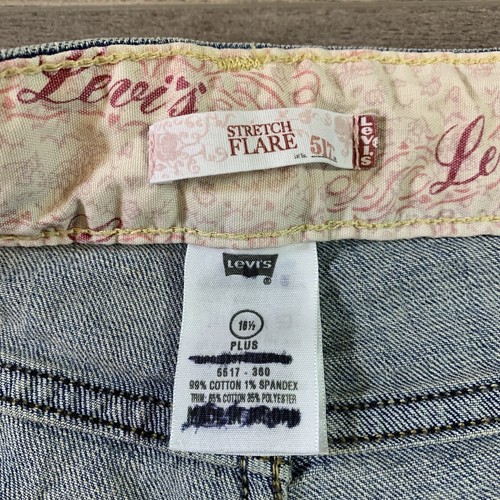 Levi’s 517 Jeans Stretch Flare Mid Rise Medium Wash Youth Girl’s 16 1/2 Plus - Picture 9 of 12