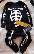 Skeleton Halloween Glow-In-The-Dark Pajamas 12M 20-24lbs 28"-30" NWT SHIPS FAST