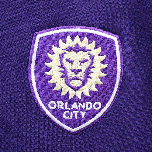 NEW Orlando City SC Majestic Women's 1/4-Zip Pullover Jacket Glitter Logo PURPLE - Picture 2 of 10