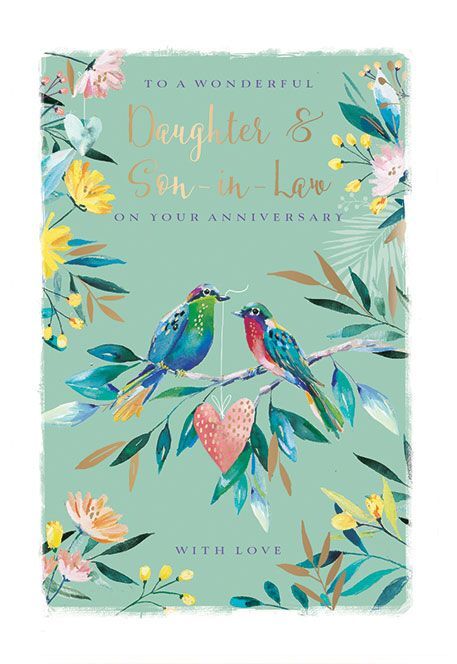 Wedding Anniversary Card Large Daughter & Son in Law Birds Wildlife Ling Design