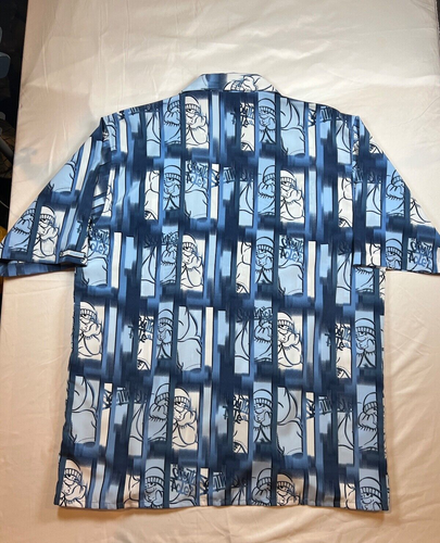 SZ L VTG SOUTHPOLE Boy Hip Hop AOP Collar Loop Blue Tab Button Shirt RARE Mens - Picture 16 of 21