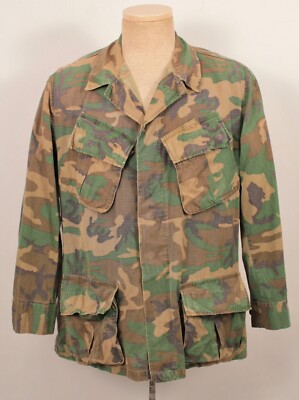 VTG 70s Vietnam War US Army Highland ERDL Slant Pocket Shirt Sz M