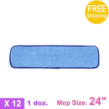 1doz. 24" SunnyCare #26242 Blue Microfiber Damp Room Mops Pad 12pcs