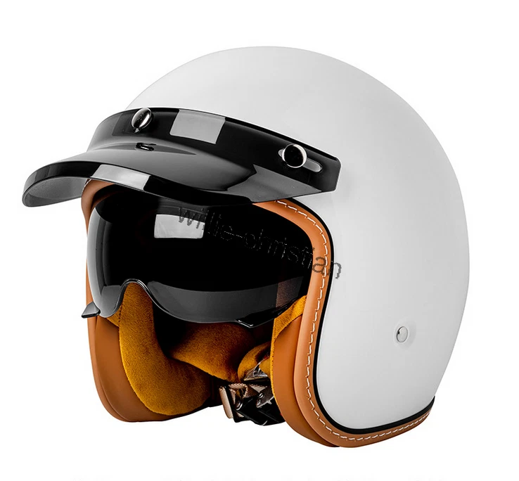 Jethelm mit Visier Motorradhelm Retro Rollerhelm Sturzhelm Schwarz Grau Unisex - Bild 2 von 3