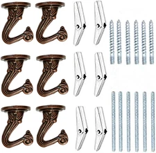 6 Sets White Ceiling Hooks for Hanging Plant, Heavy Duty Swag Toggle Hooks