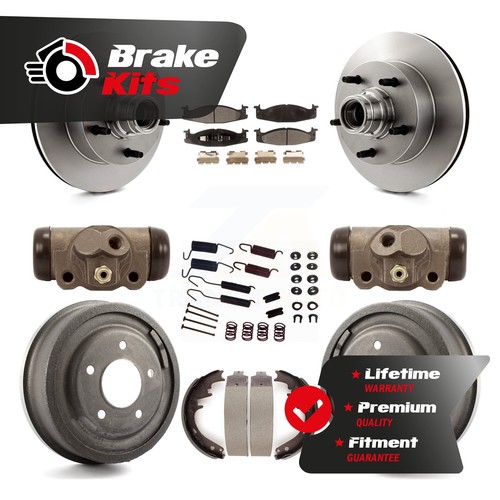 Front Rear Disc Brake Rotor Semi-Metallic Pad And Drum Kit (9Pc) For 4-Wheel ABS - Picture 1 of 24